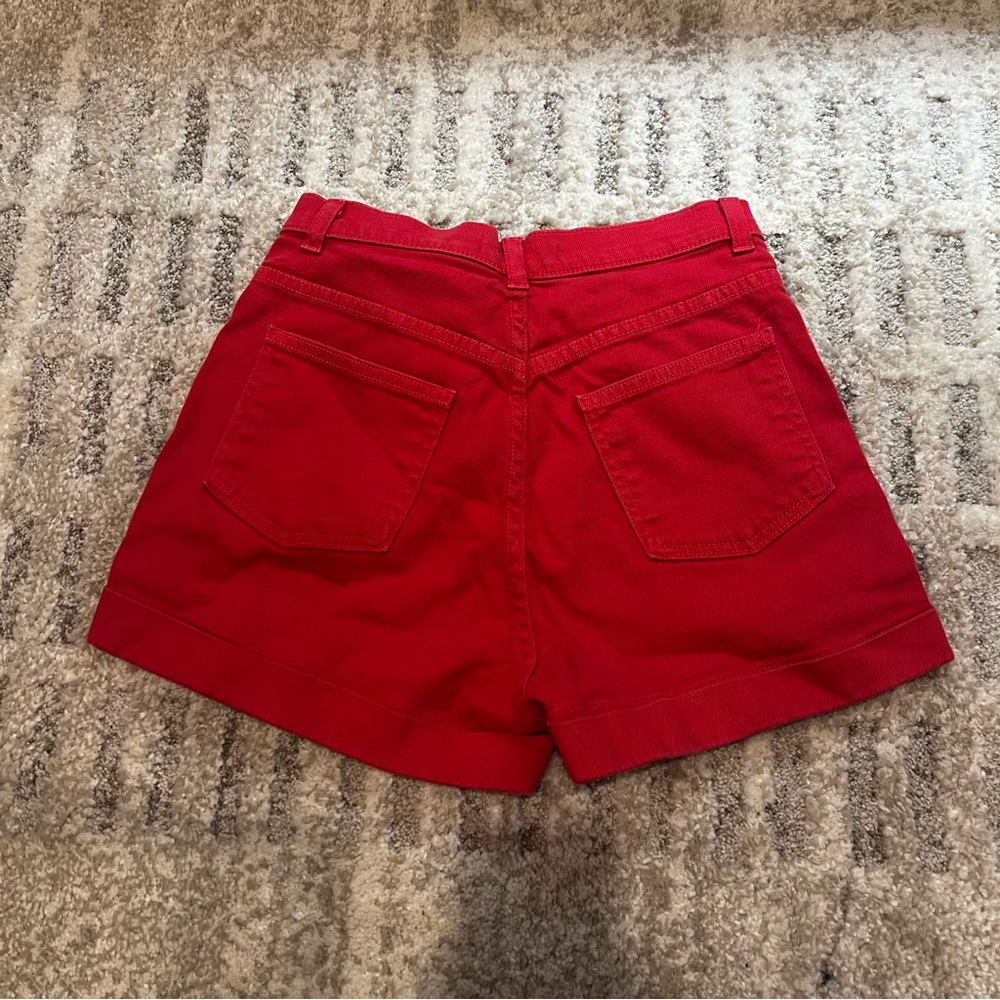 American Apparel Red Jean Shorts - Picture 2 of 2